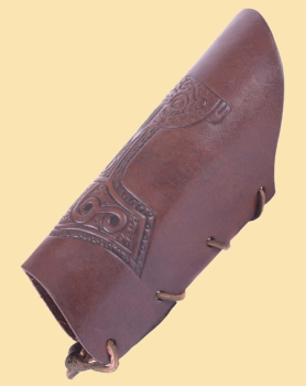 Preview: Armstulpe mit geprägtem Thorshammer - braun-antik - Paar